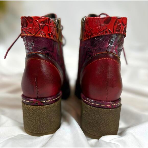 L'Artiste by Spring Step Leather Lace-Up Boots Fallinluv Bordeaux size 36 - Picture 8 of 11